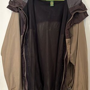 Cabela's Men’s Size XL Two-Tone Brown Hooded Windbreaker Chest 54 in.